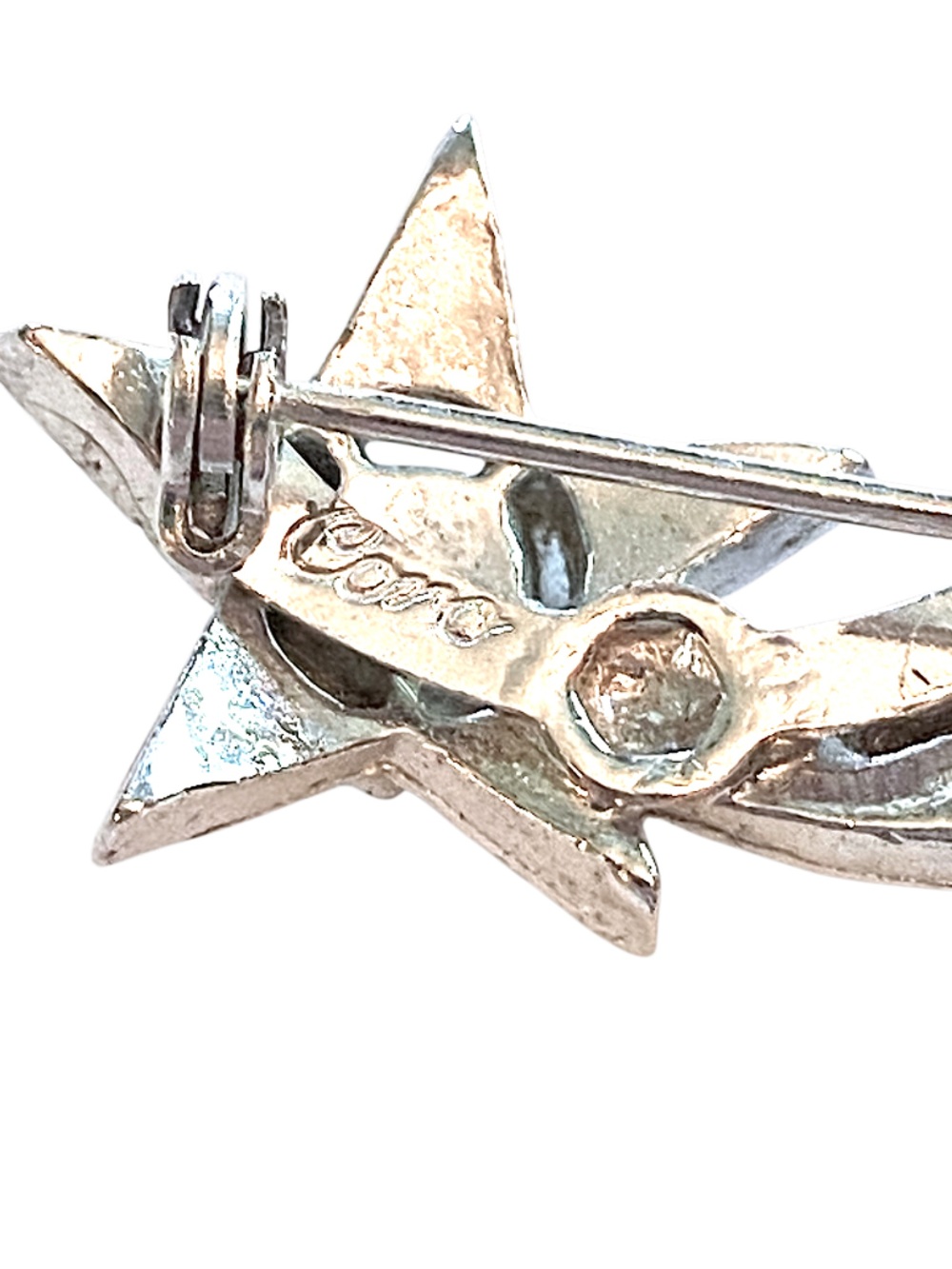 CORO 1950s Vintage Star Comet Brooch Silver Rhinestone - Picture 3 of 3